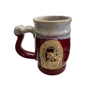 Minnesota Renaissance Festival 2003 Souvenir Ceramic Mug Red & Beige Handmade